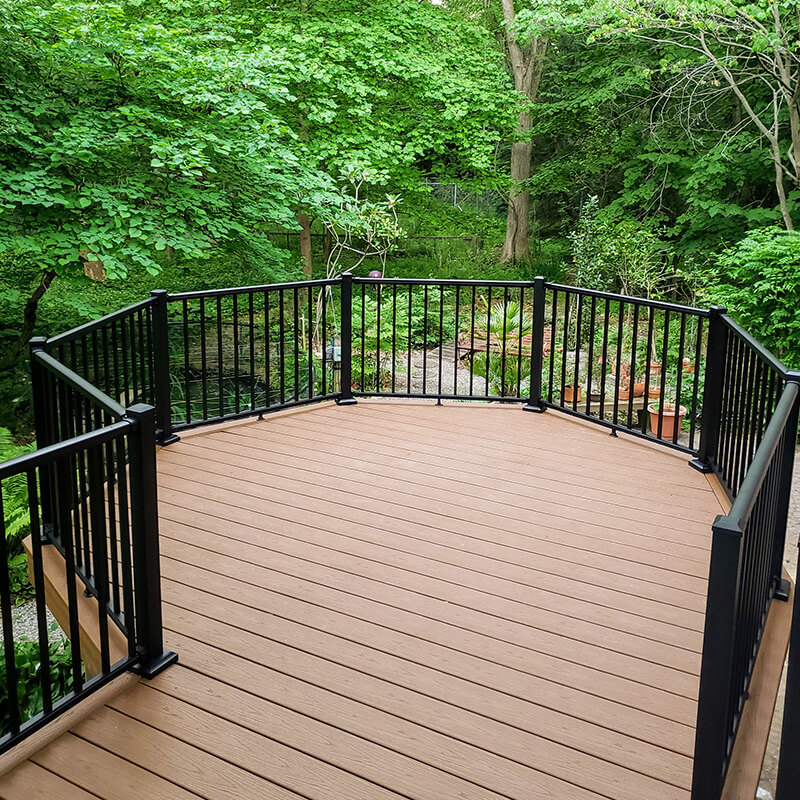 Custom Rounded Deck with Black Railing