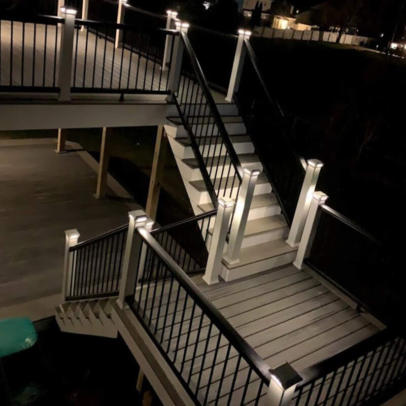 Lighted Stairs from Patio at Night