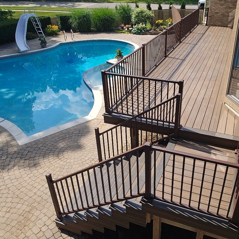 Newly Built Deck with Railing and Steps